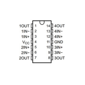 LM324 SOIC -14 Dördlü Əməliyyat  Gücləndiricisi/Quad OpAmp
